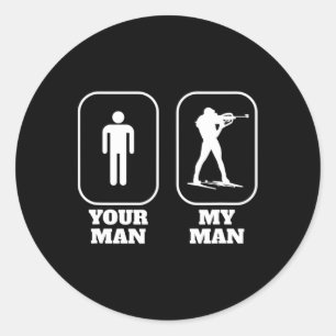 Funny Biathlon Biathlete Biathlonist Boyfriend Gir Runder Aufkleber