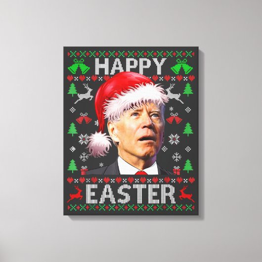 Funny Biden Confused Happy Easter Ugly Christmas Leinwanddruck (Vorderseite)