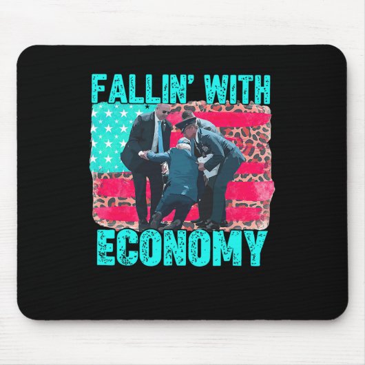 Funny Biden fällt mit der Wirtschaft glücklich 4. Mousepad (Vorne)
