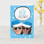 Funny Biden Harris Blue Weihnachten Karte (Gelbe Blume)