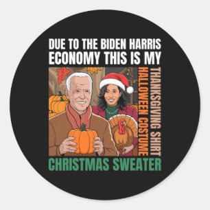 Funny Biden Harris Halloween Erntedank Ugly Chr Runder Aufkleber