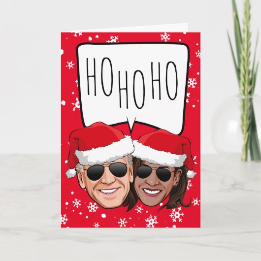 Funny Biden Harris Weihnachten: Ho Ho HO Karte (Vorderseite)