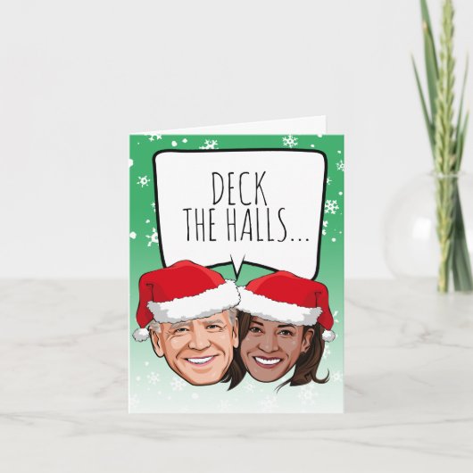 Funny Biden Harris Weihnachtskarte: Deck die Halle Karte (Vorderseite)