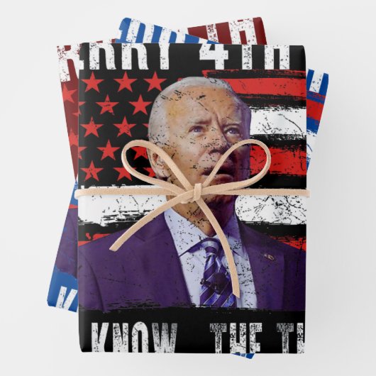 Funny Biden verwirrte fröhliches Glück 4. Geschenkpapier Set (Beispiel)