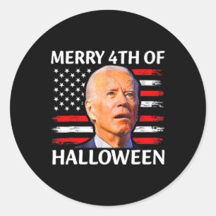 Funny Biden verwirrte Merry 4. Halloween Meme 4 Runder Aufkleber