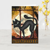 Funny Big Black Cat Halloween Grußkarte Karte (Gelbe Blume)