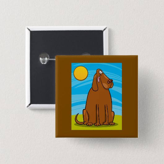 Funny Big Brown Hund sitzt in der Sonne Button (Vorne & Hinten)