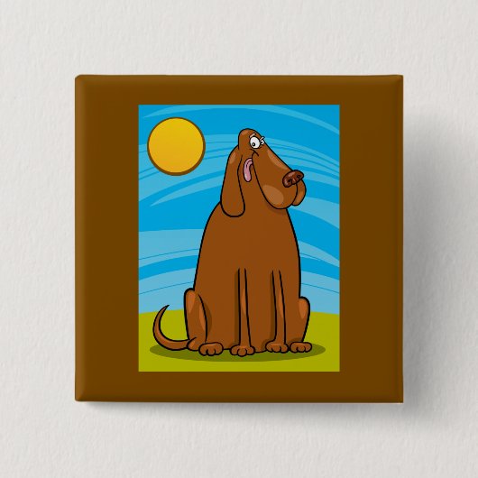 Funny Big Brown Hund sitzt in der Sonne Button (Vorderseite)