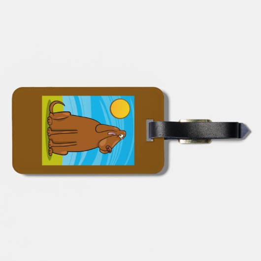 Funny Big Brown Hund sitzt in der Sonne Gepäckanhänger (Rückseite horizontal)