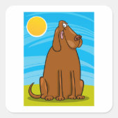 Funny Big Brown Hund sitzt in der Sonne Quadratischer Aufkleber (Vorderseite)