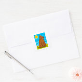 Funny Big Brown Hund sitzt in der Sonne Quadratischer Aufkleber