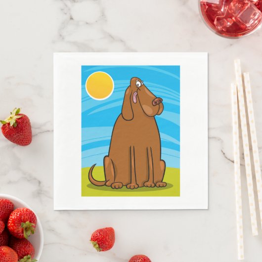 Funny Big Brown Hund sitzt in der Sonne Serviette (Beispiel)