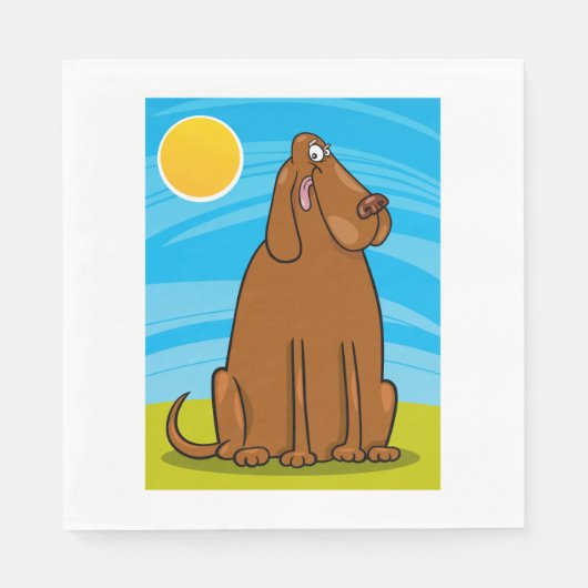 Funny Big Brown Hund sitzt in der Sonne Serviette (Vorderseite)