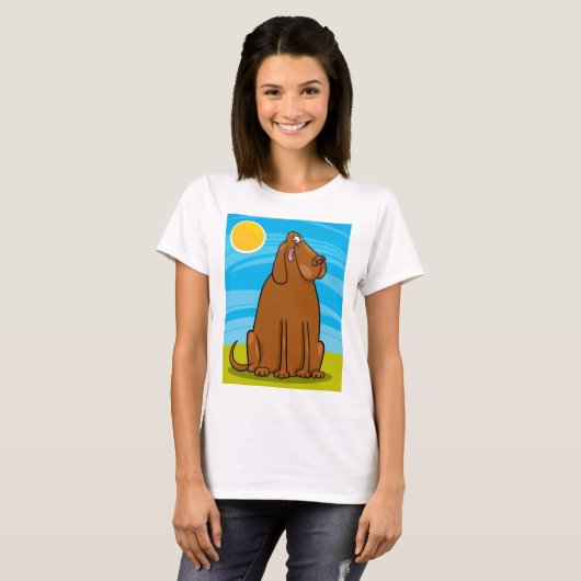 Funny Big Brown Hund sitzt in der Sonne T-Shirt (Vorne ganz)