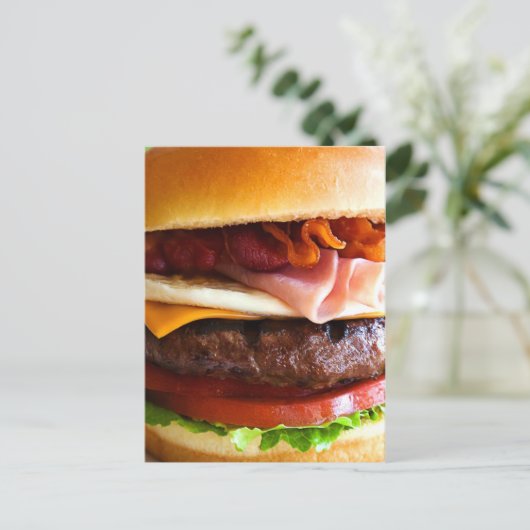 Funny Big Burger Postkarte (Stehend Vorderseite)