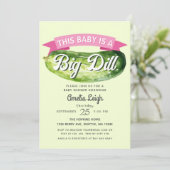 Funny Big Dill Pickle Girl Babydusche Einladung (Stehend Vorderseite)