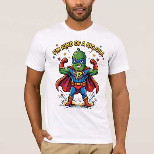 Funny Big Dill Pickle Superhero Comic Graphic T-Shirt (Vorderseite)