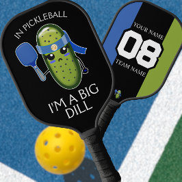 Funny Big Dill Team Name Number Blue Black & Green Pickleball Schläger