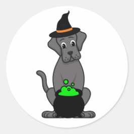 Funny Big dog ist eine Hexe Runder Aufkleber