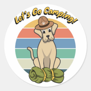 Funny Big dog will Camping zu gehen Runder Aufkleber