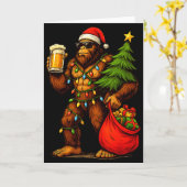 Funny Big Foot Santa Hat Drink Christmas Tree Xmas Karte (Gelbe Blume)