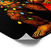 Funny Big Foot Santa Hat Drink Christmas Tree Xmas Poster (Ecke)