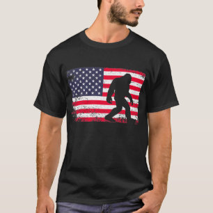 Funny Big Foot/Sasquatch American Flag T-Shirt