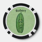 Funny Big Green Pickle mit Albernem Stem Gesicht Pokerchips (Rückseite)