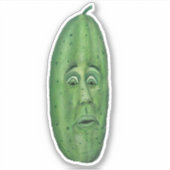 Funny Big Green Pickle mit überraschendem Gesicht Aufkleber (Vorderseite)