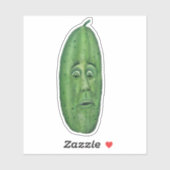 Funny Big Green Pickle mit überraschendem Gesicht Aufkleber (Blatt)