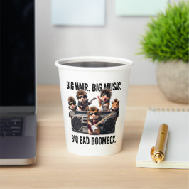 Funny Big Hair Music Boombox Hamster Supergroup Pappbecher