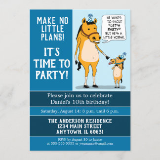 Funny Big Horse und Little Horse Geburtstagsparty Einladung