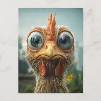 Funny Big Mit Augen Chicken Nah-Up Einladungspostkarte