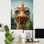 Funny Big Mit Augen Chicken Nah-Up Poster (Heimbüro)