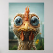 Funny Big Mit Augen Chicken Nah-Up Poster (Vorne)