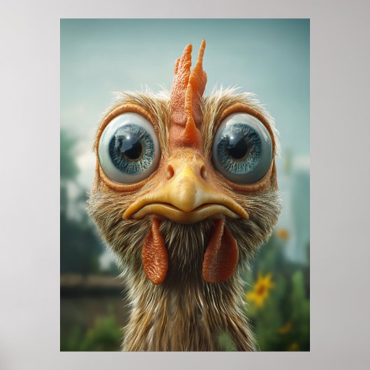 Funny Big Mit Augen Chicken Nah-Up Poster (Vorne)
