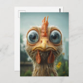 Funny Big Mit Augen Chicken Nah-Up Postkarte (Vorne/Hinten)