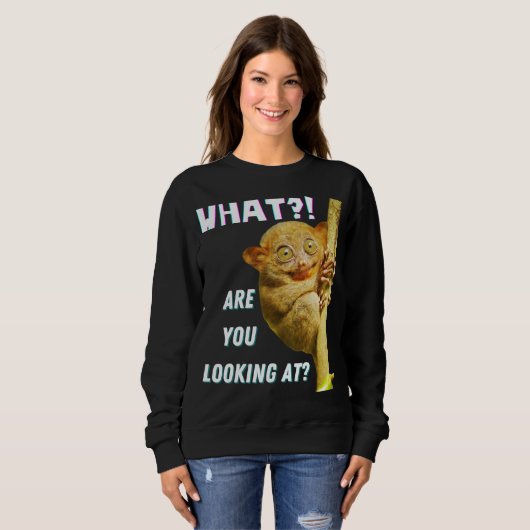 Funny Big Mit Augen Tarsier Was Sie sehen Sweatshirt (Vorne ganz)