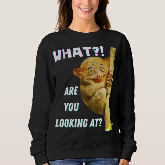 Funny Big Mit Augen Tarsier Was Sie sehen Sweatshirt (Vorderseite)