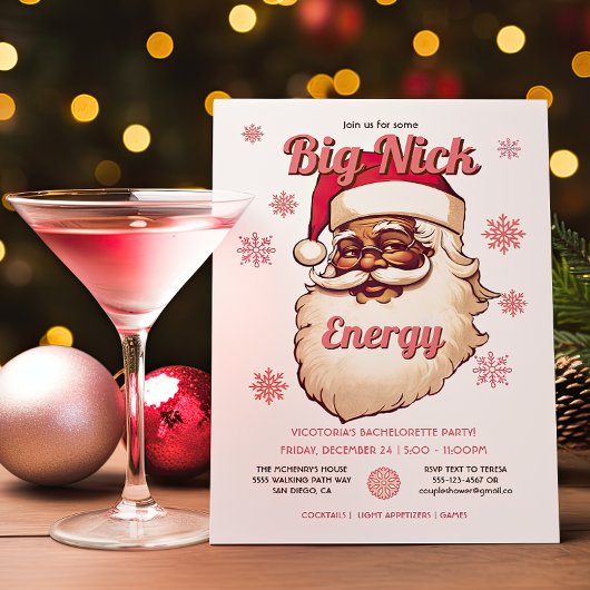 Funny Big Nick Energy African American Santa Party Einladung