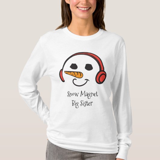 Funny Big Sister Snow Magnet Niedlich Snowman Face T-Shirt (Vorderseite)