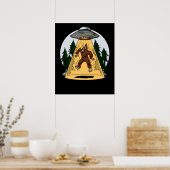 Funny Bigfoot Alien Abduction Space UFO Poster (Küche)