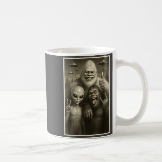 Funny Bigfoot, Alien, &amp; Yeti Sasquatch Rock On Kaffeetasse (Rechts)