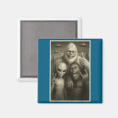 Funny Bigfoot, Alien, & Yeti Sasquatch Rock On Magnet (Vorderseite/Rückseite)