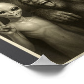 Funny Bigfoot, Alien, &amp; Yeti Sasquatch Rock On Poster (Ecke)