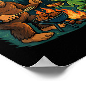 Funny Bigfoot Alien Grillen Campfire 4. Juli Ameri Poster (Ecke)