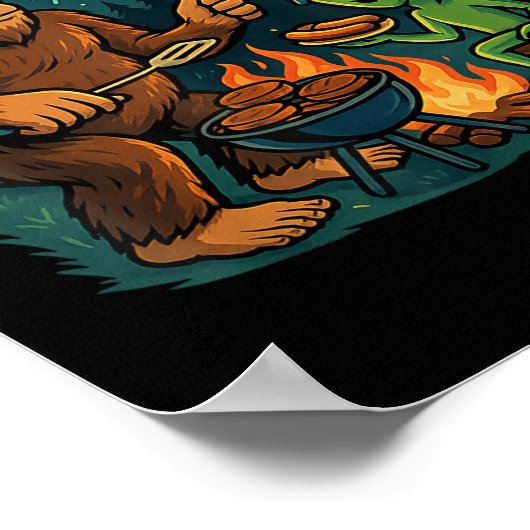 Funny Bigfoot Alien Grillen Campfire 4. Juli Ameri Poster (Ecke)