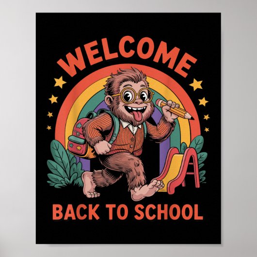 Funny Bigfoot Back To School Kid Bigfoot Backpack Poster (Vorne)