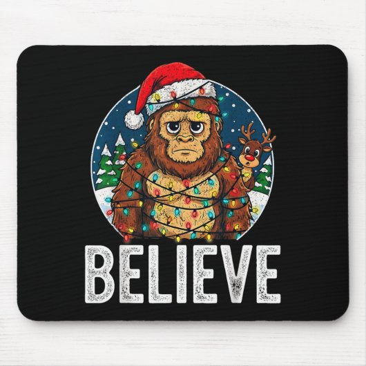 Funny Bigfoot Believe Christmas Sasquatch Santa Fo Mousepad (Vorne)