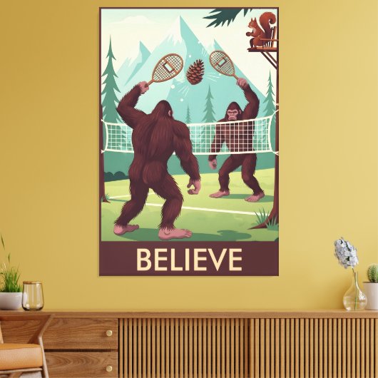 Funny Bigfoot believe Leinwanddruck (Insitu (Wohnzimmer))